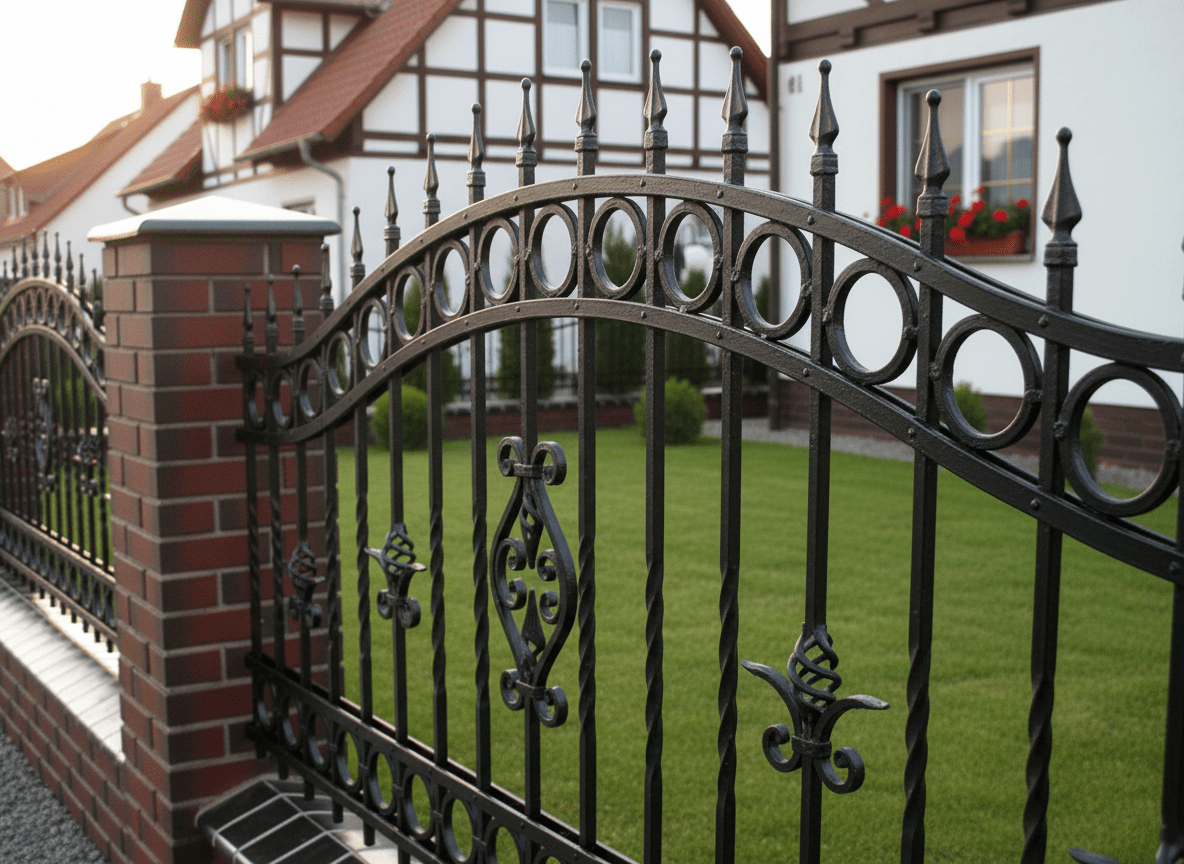 Geschmiedeter Zaun mit kunstvollen Ornamenten