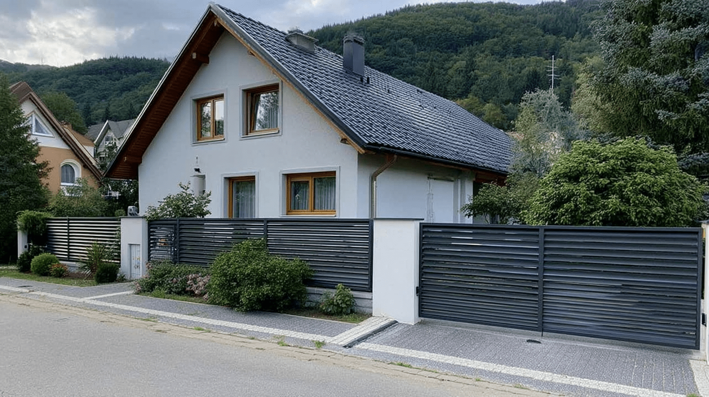 Modernes Aluminiumzaun mit Toranlage